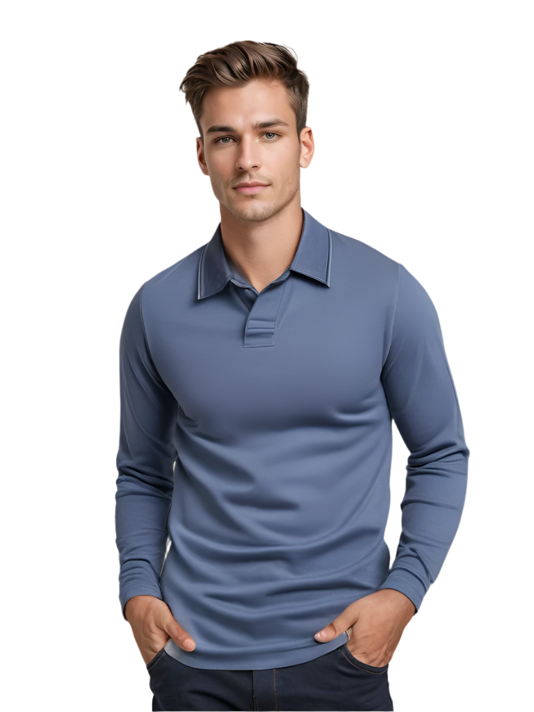 Pull à manches longues pour hommes avec col classique 0