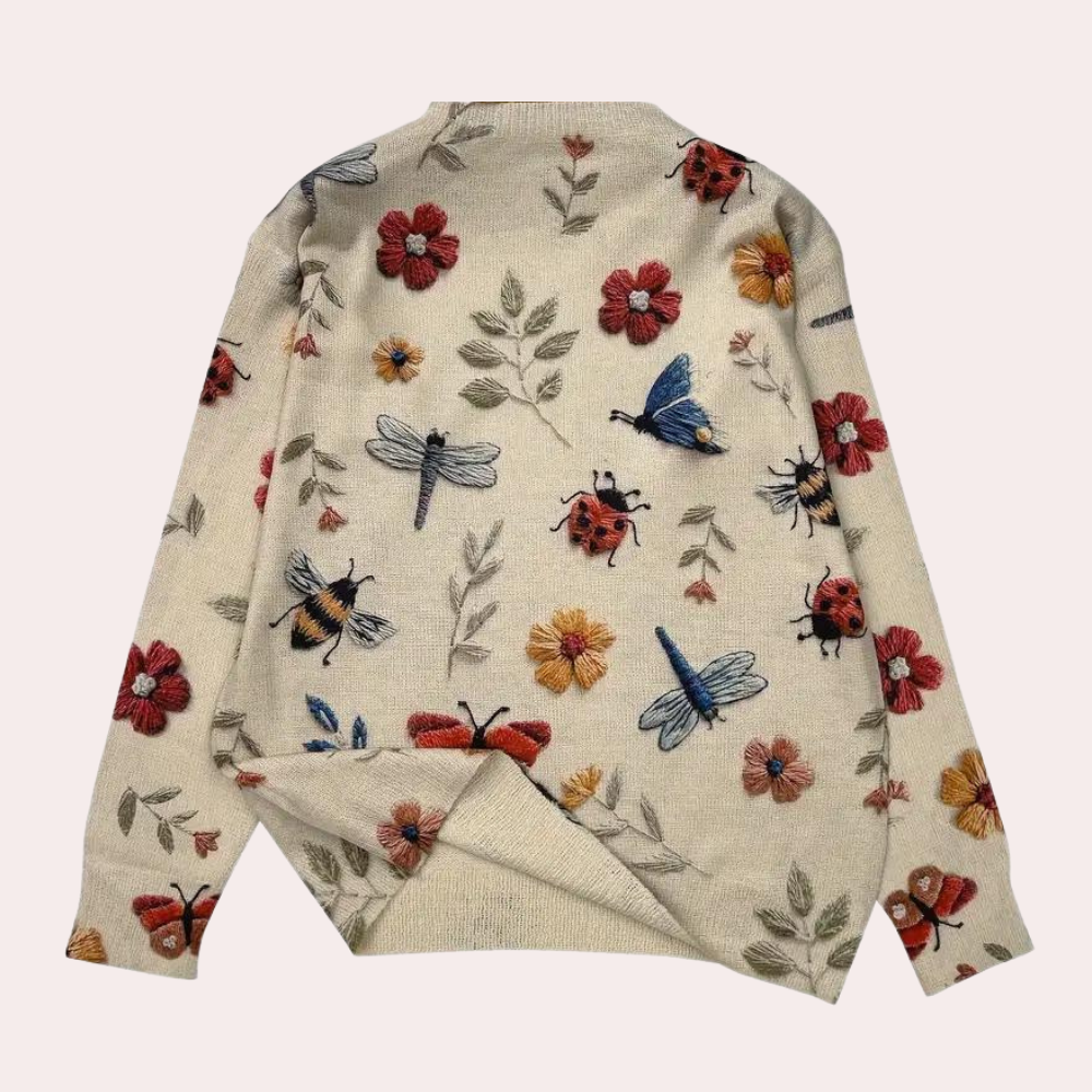 Pull d'automne pour femme à motif floral 1