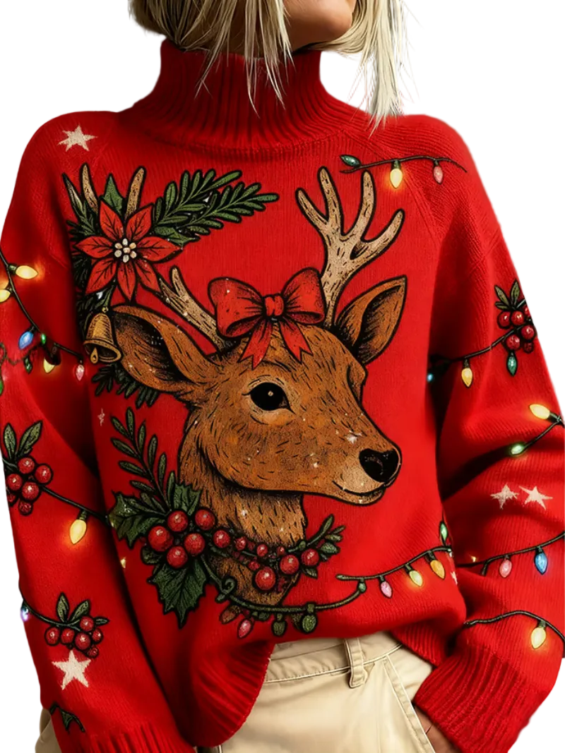 Pull de Noël pour Femme à Imprimé Cerf 0