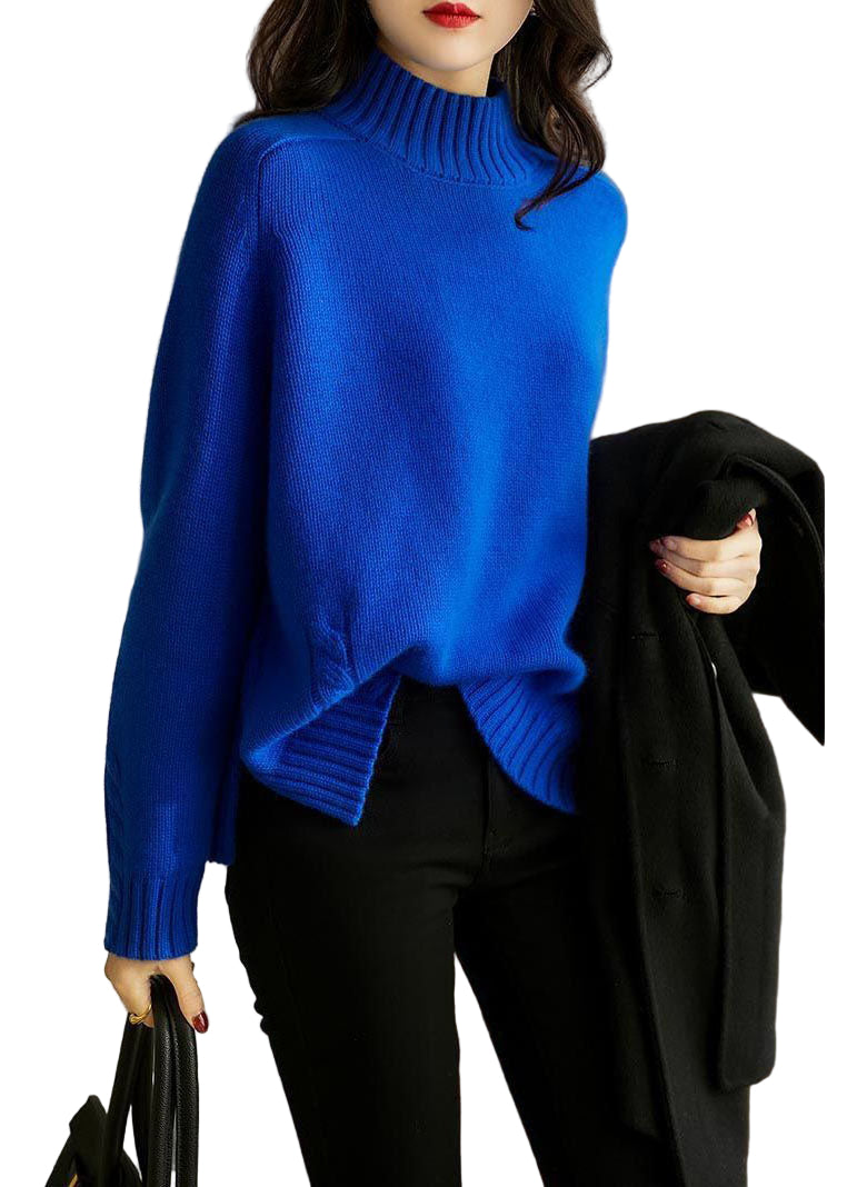 Pull en Laine Femme Vintage Ouvert sur le Côté à Manches Longues 0