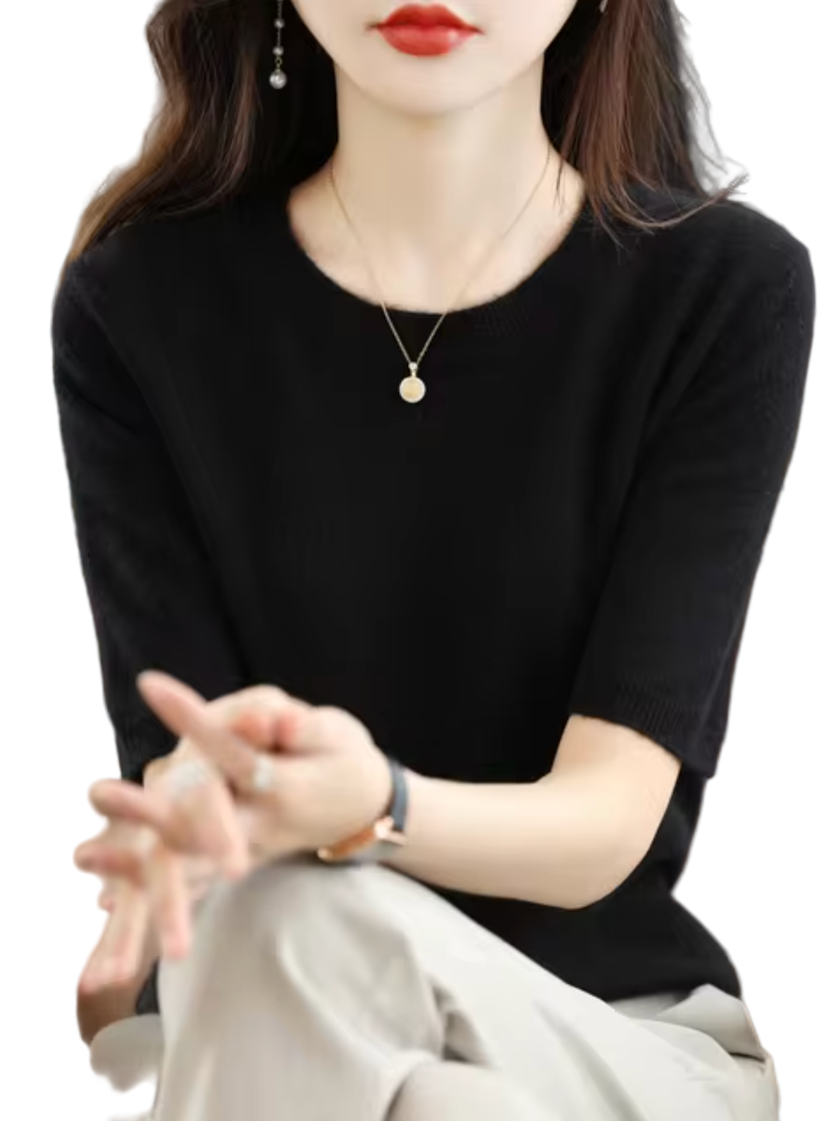 Pull en Laine pour Femme à Manches Courtes 0