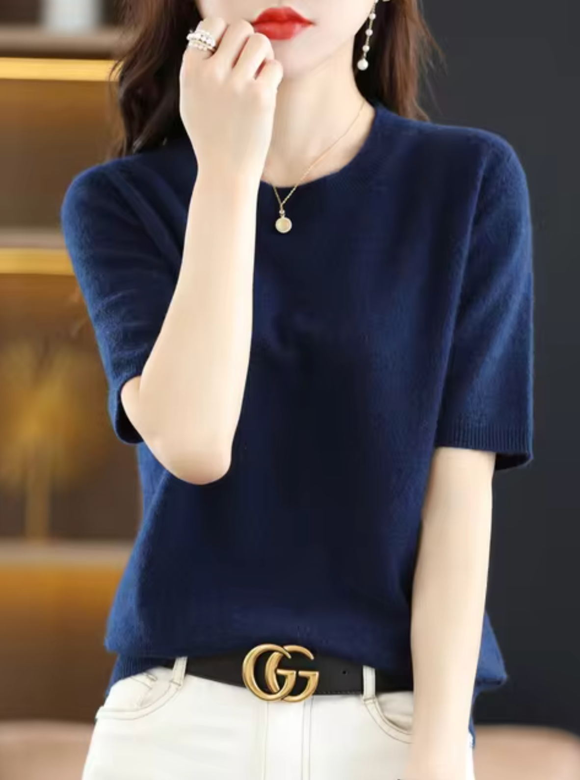 Pull en Laine pour Femme à Manches Courtes 10