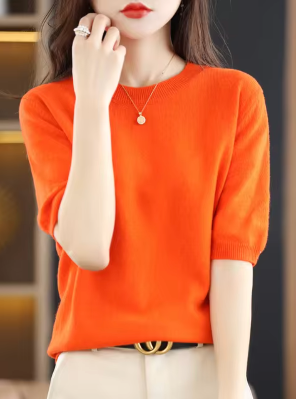 Pull en Laine pour Femme à Manches Courtes 13