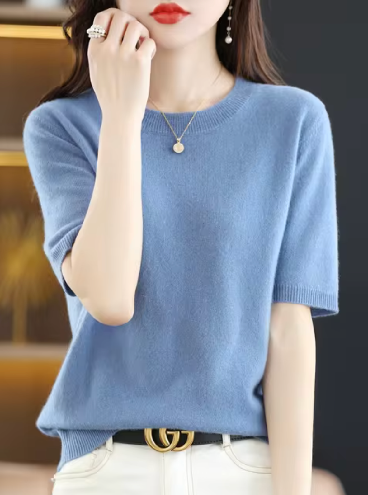 Pull en Laine pour Femme à Manches Courtes 2
