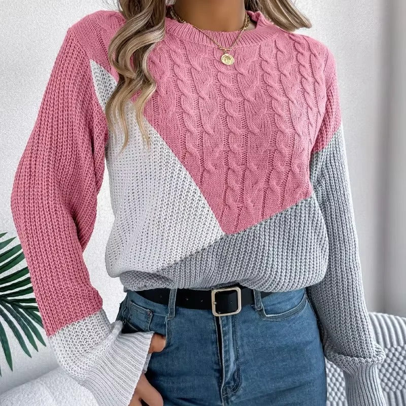 Pull en Tricot Femme Style Color Block 2