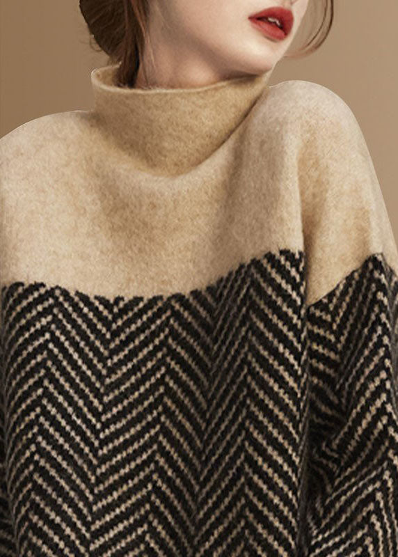 Pull en Tricot à Col Roulé pour Femme en Kaki 2