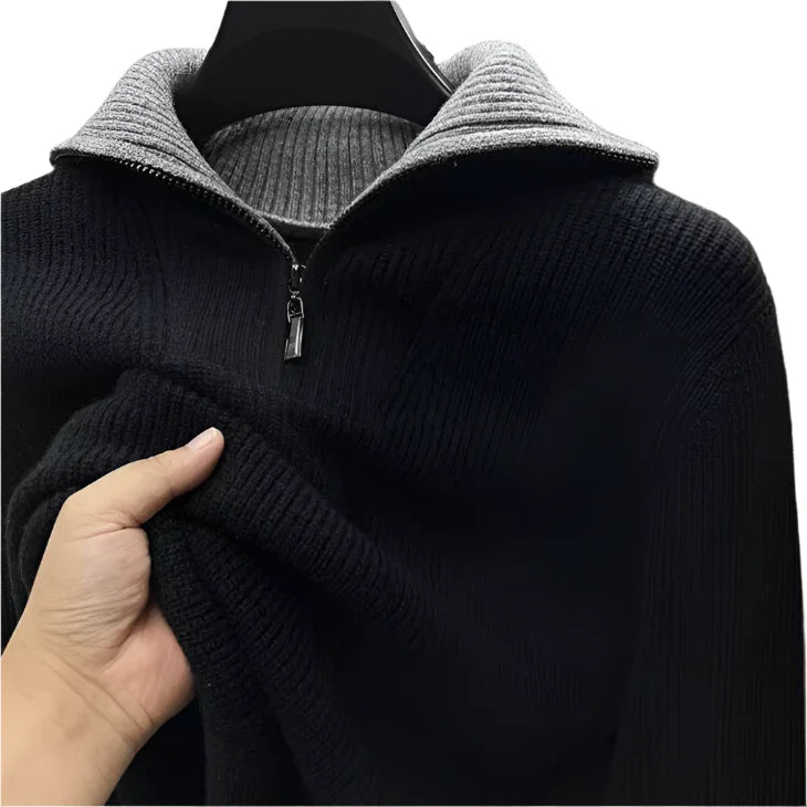 Pull en Tricot à Quart de Zip pour Hommes Chic 6