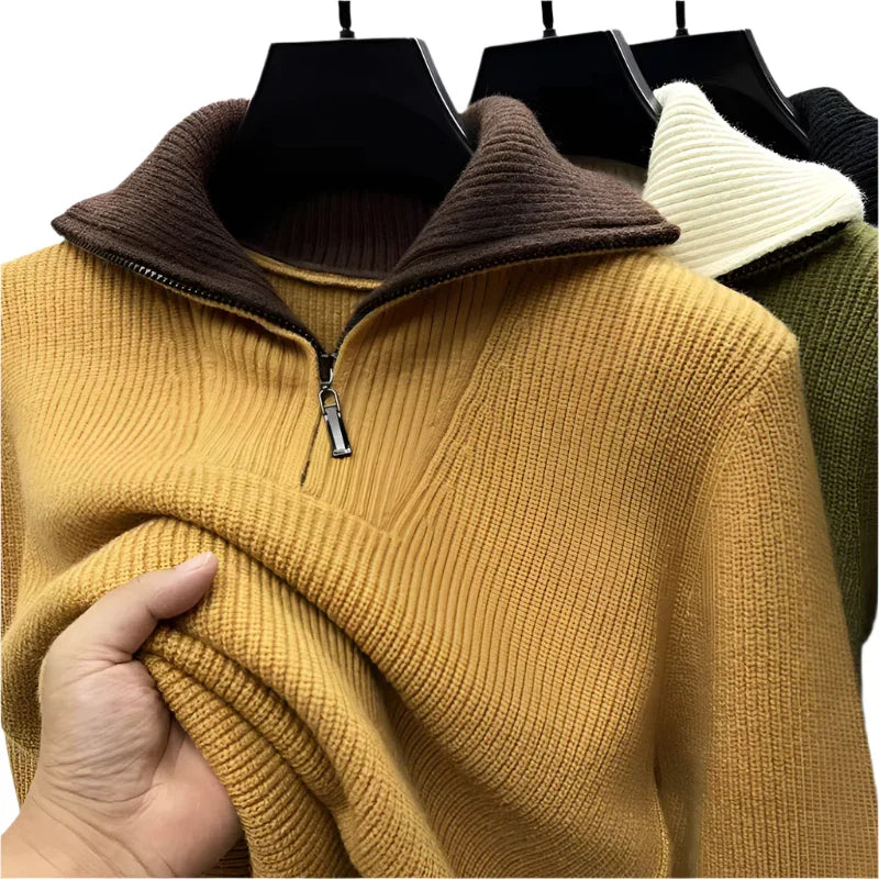 Pull en Tricot à Quart de Zip pour Hommes Chic 8