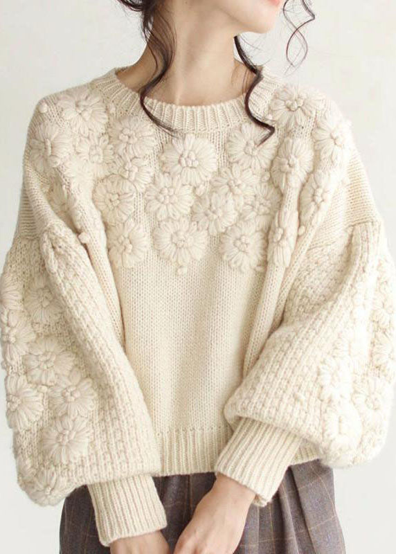 Pull en Tricot pour Femmes Beige Épais et Chaud 2