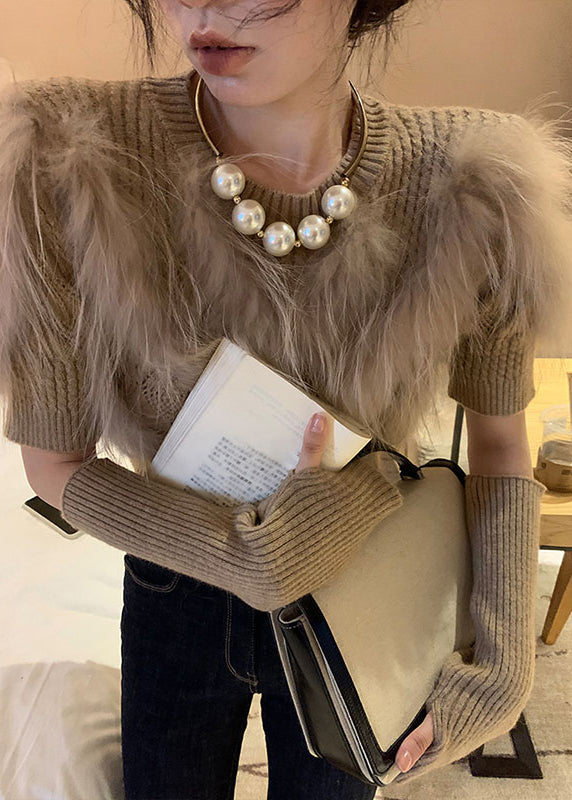 Pull en tricot patchwork d'hiver pour femme 1
