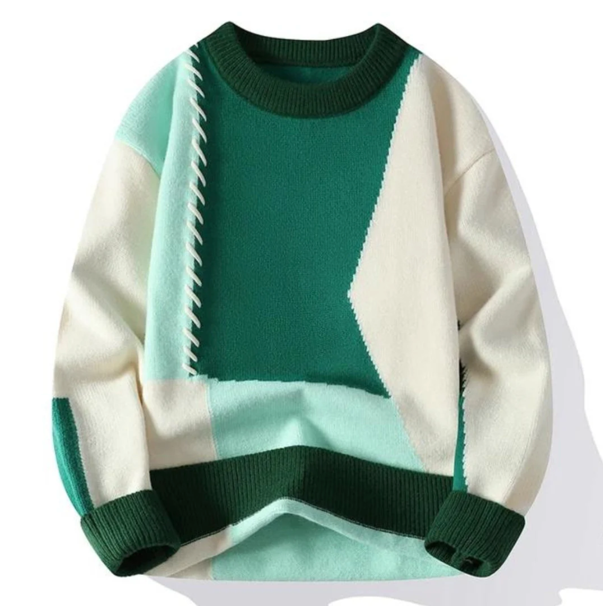 Pull pour homme en tricot patchwork moderne 1