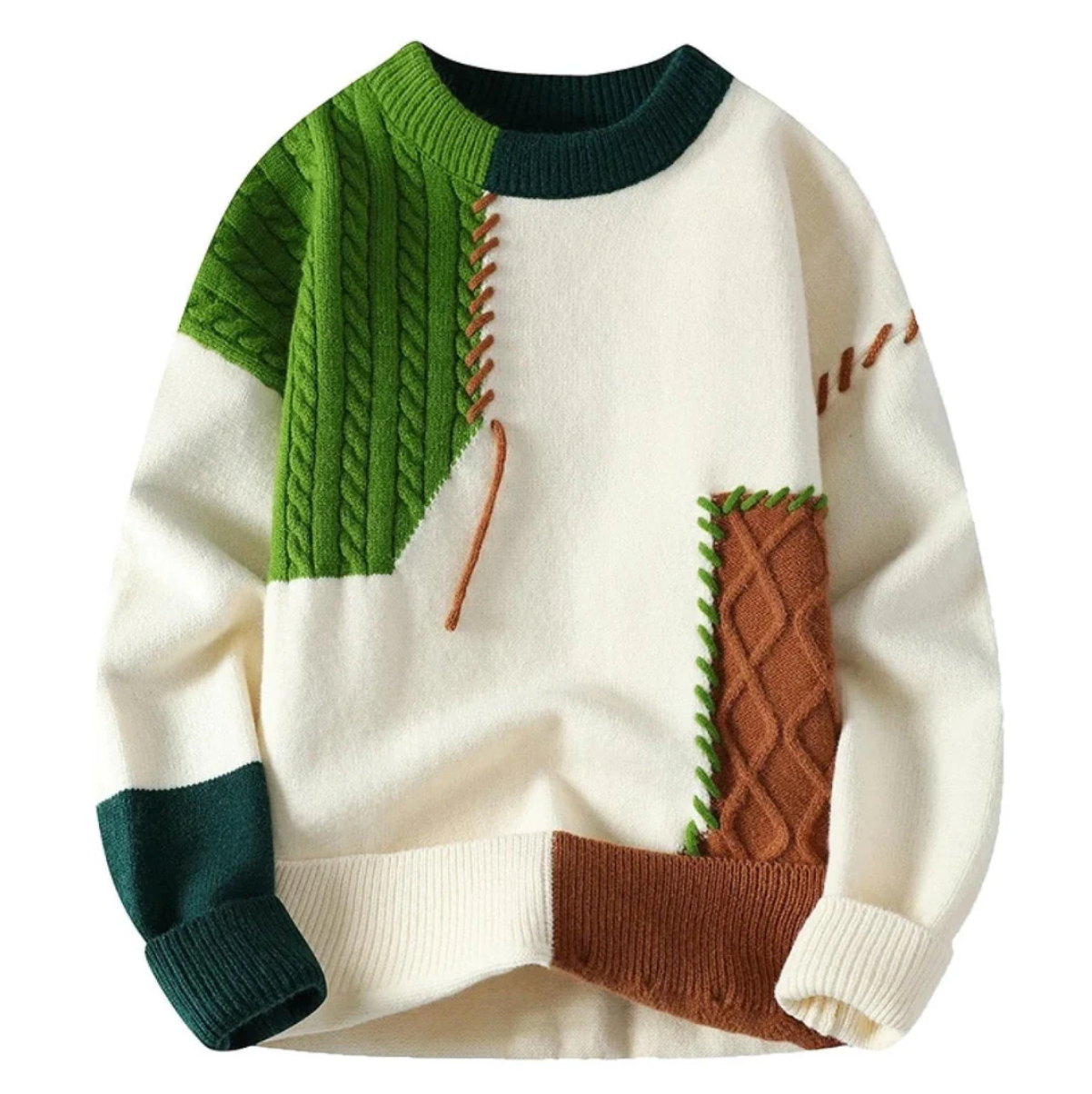 Pull pour homme en tricot patchwork moderne 2