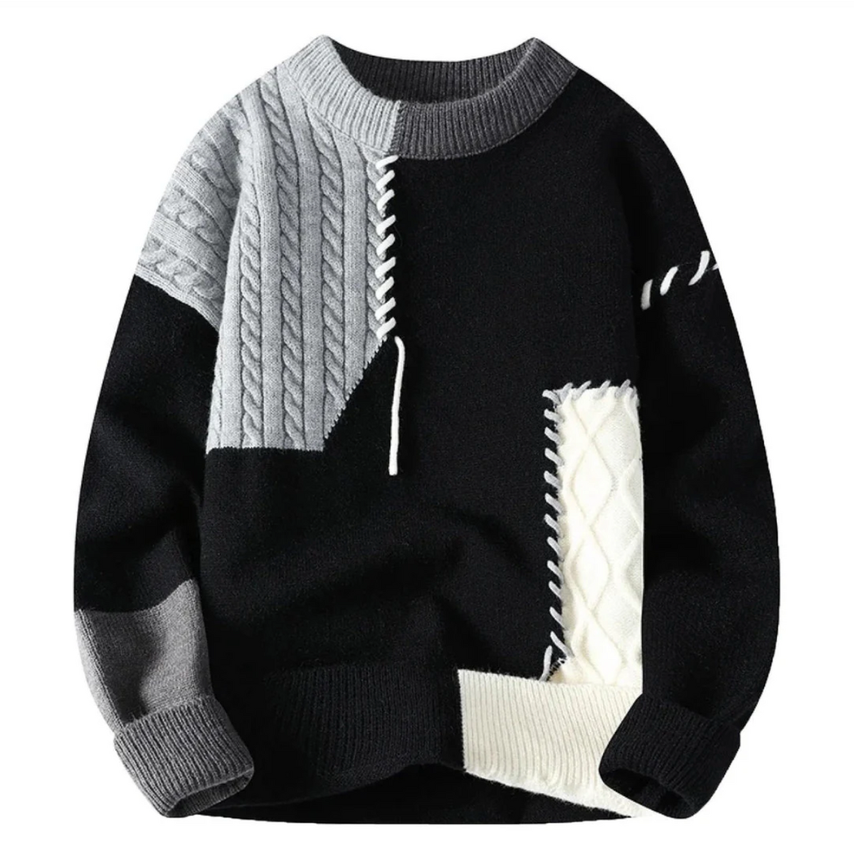 Pull pour homme en tricot patchwork moderne 4