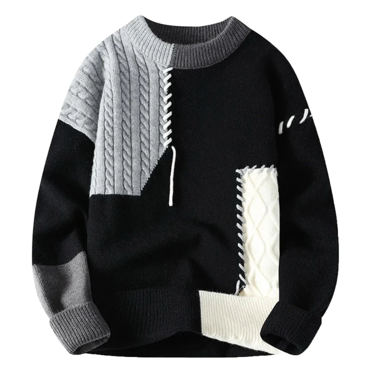 Pull pour homme en tricot patchwork moderne 4