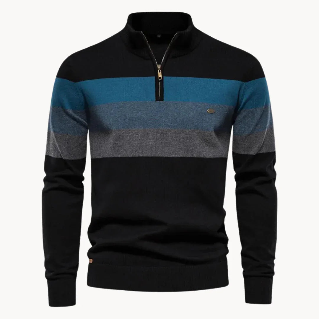 Pull pour hommes à quart de zip et design rayé 2