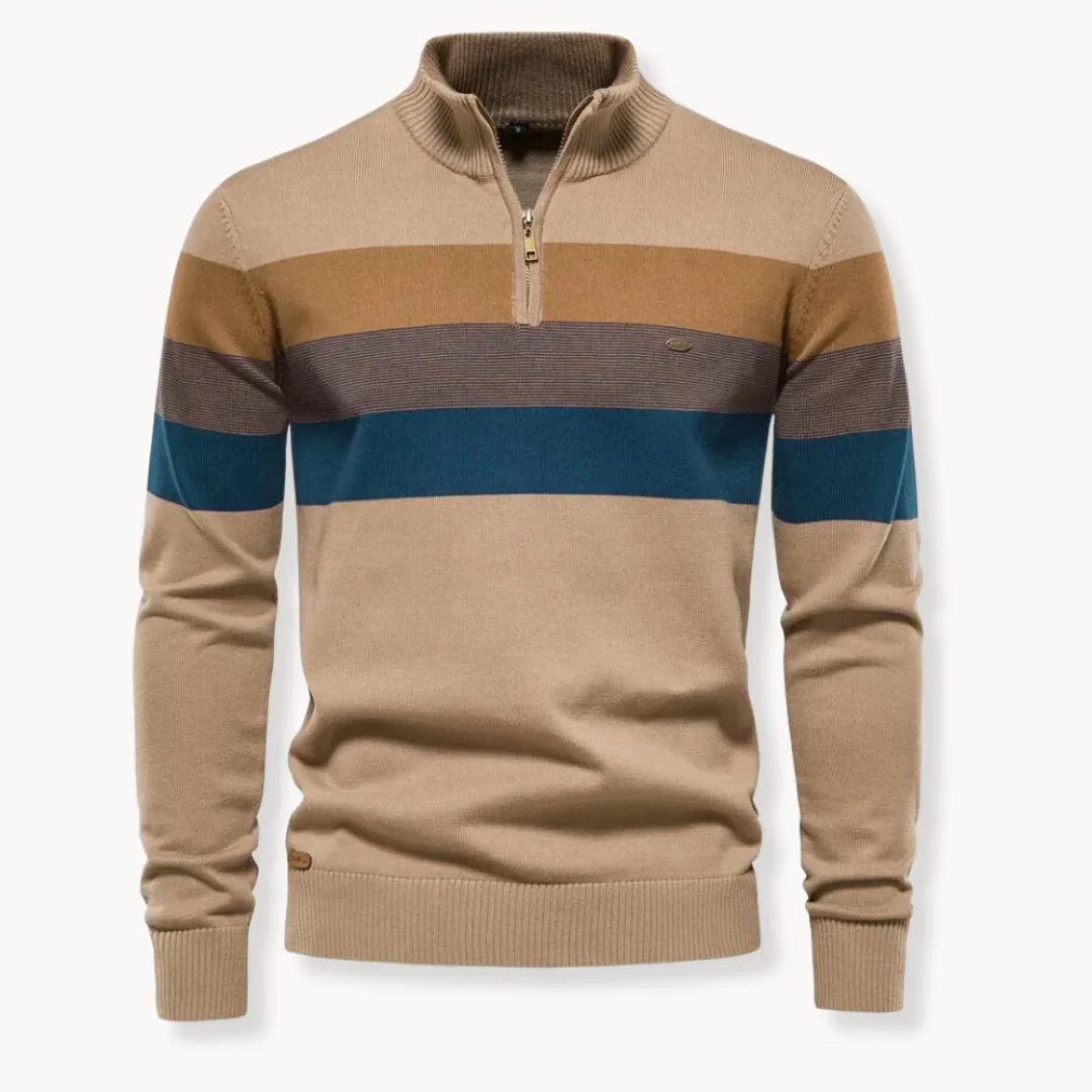 Pull pour hommes à quart de zip et design rayé 3