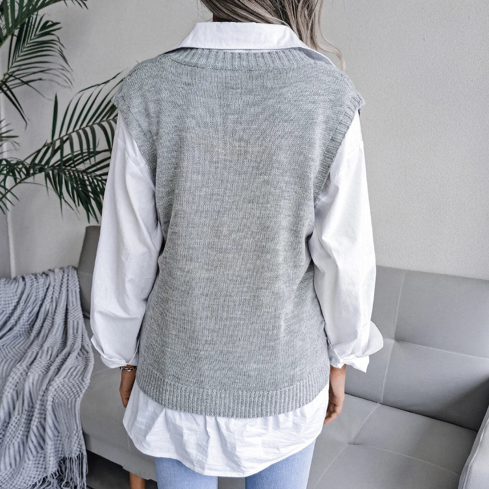 Pull sans manches en tricot élégant pour femmes 1