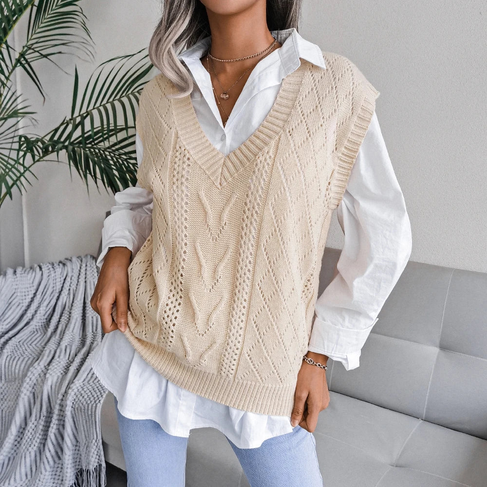 Pull sans manches en tricot élégant pour femmes 3