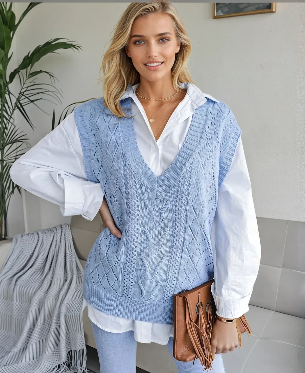 Pull sans manches en tricot élégant pour femmes 4