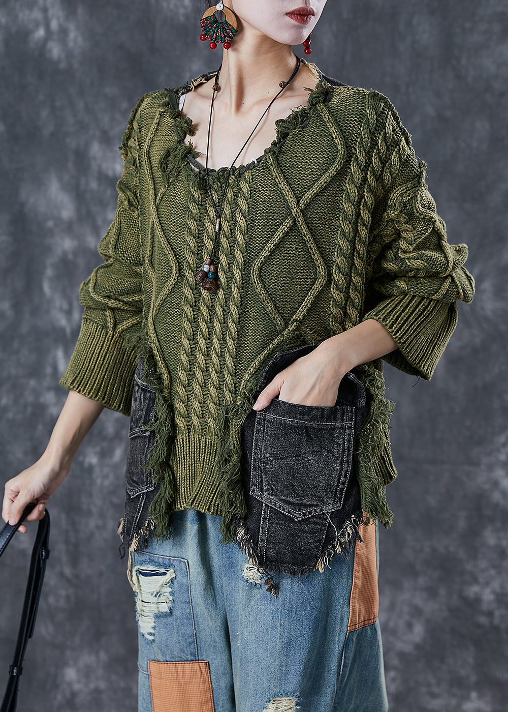 Pulls Femme en Tricot Patchwork Asymétrique 2