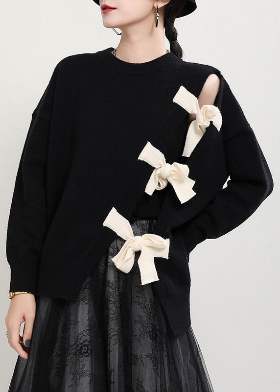 Pulls d'automne à col rond asymétrique pour femmes 0