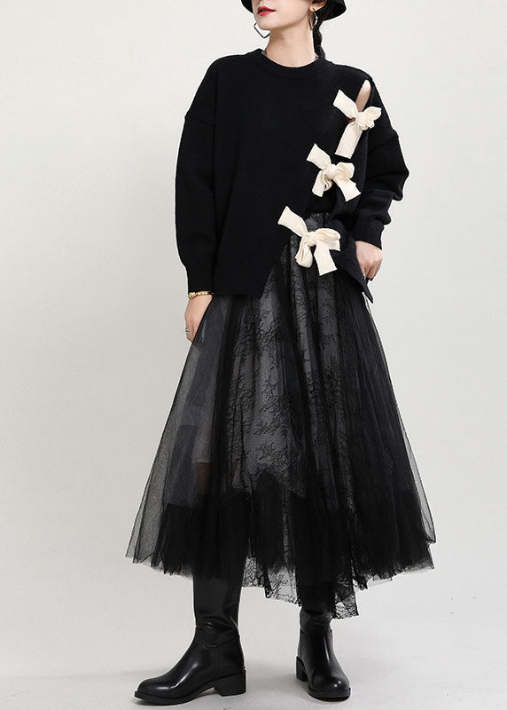 Pulls d'automne à col rond asymétrique pour femmes 2