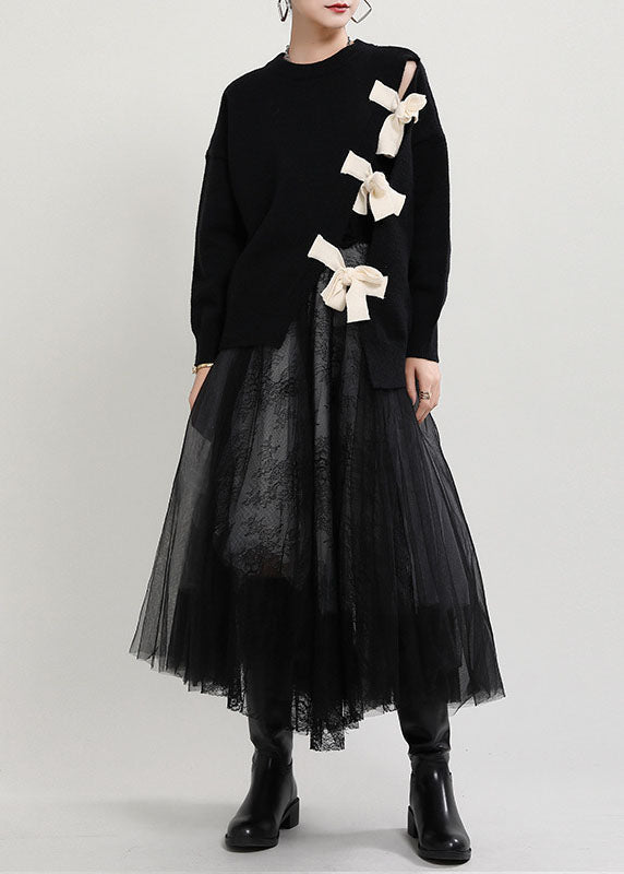 Pulls d'automne à col rond asymétrique pour femmes 3