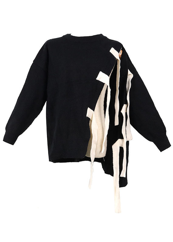Pulls d'automne à col rond asymétrique pour femmes 4