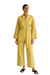 Pyjama Femme Décontracté Tissu Léger Blouse à Nouer et Pantalon Fluide 0