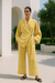 Pyjama Femme Décontracté Tissu Léger Blouse à Nouer et Pantalon Fluide 2
