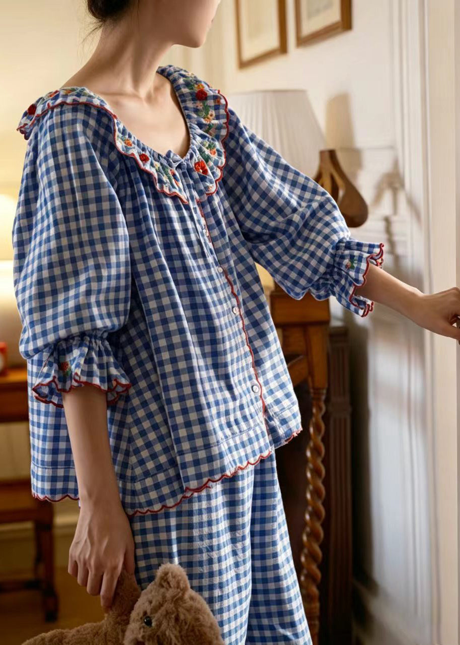 Pyjama Femme Hiver Vintage À Carreaux Manches Longues 0