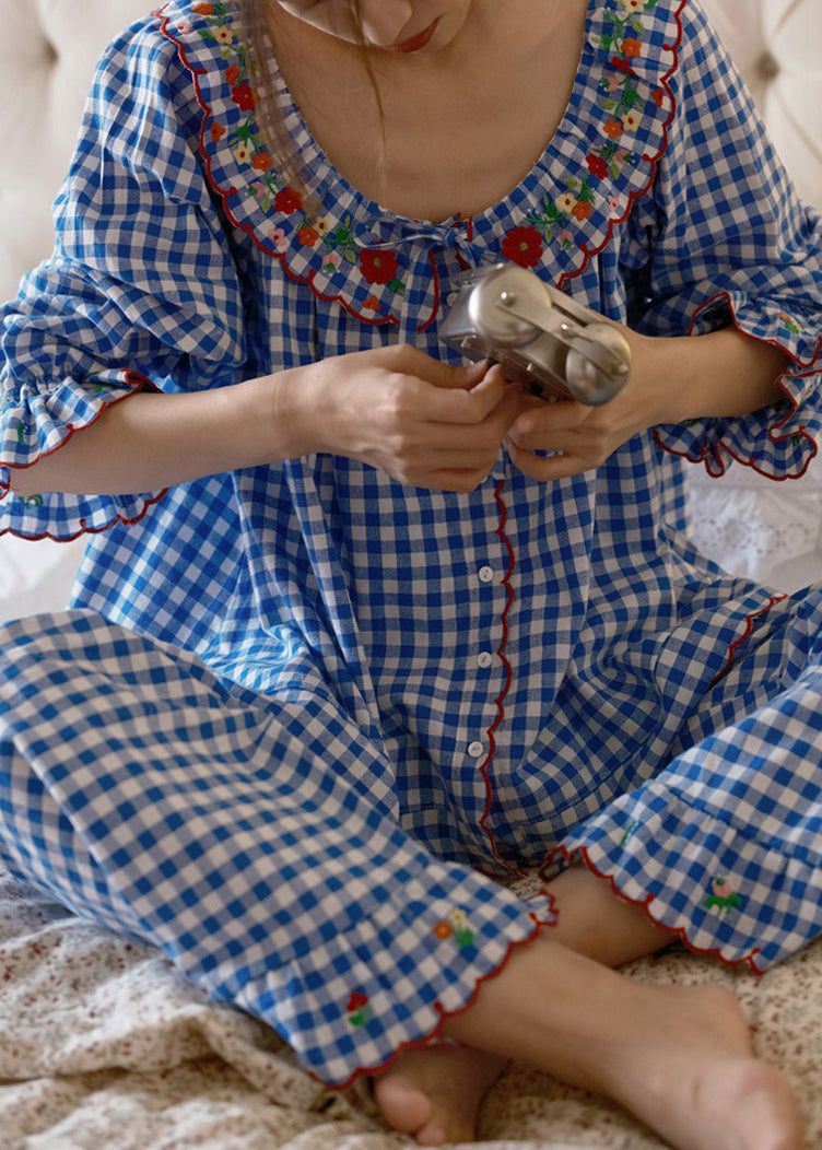 Pyjama Femme Hiver Vintage À Carreaux Manches Longues 4