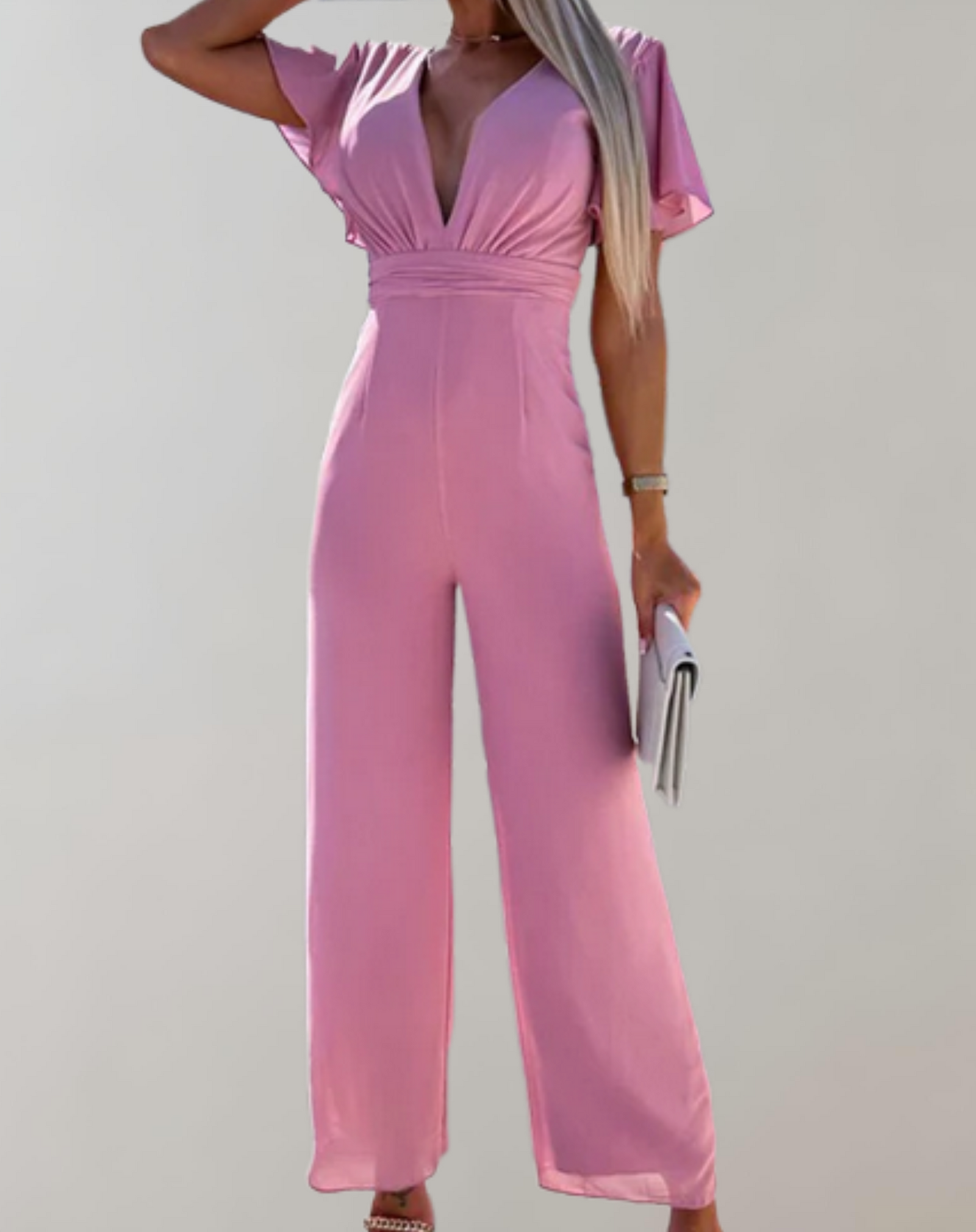 Combinaison Dames Col en V Jambes Larges Polyester-1