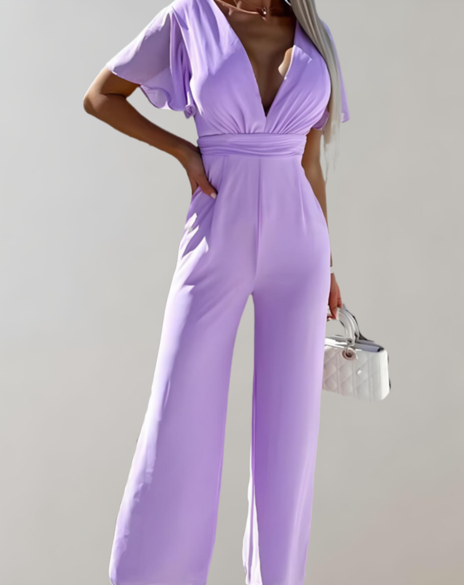 Variant image for Combinaison Dames Col en V Jambes Larges Polyester-5