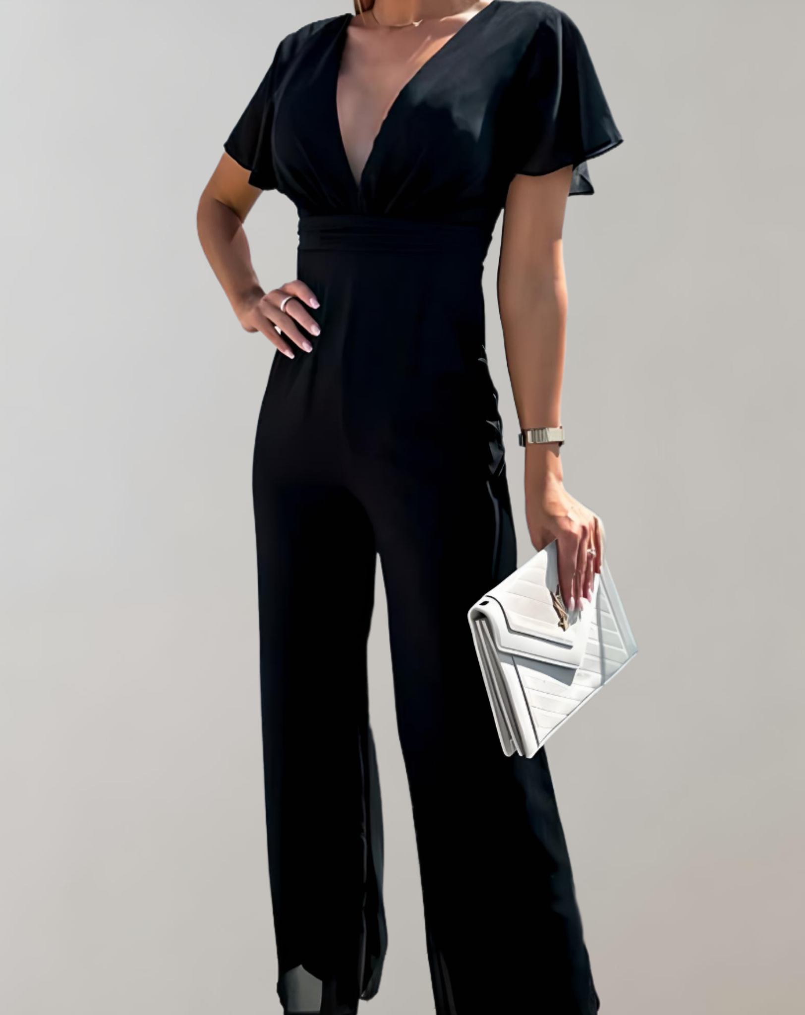 Variant image for Combinaison Dames Col en V Jambes Larges Polyester-13