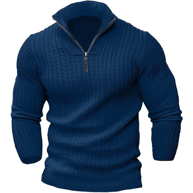 Pull Zippé pour Hommes Élégant en Tissu Doux-1