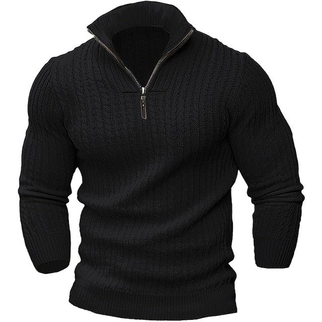 Variant image for Pull Zippé pour Hommes Élégant en Tissu Doux-13