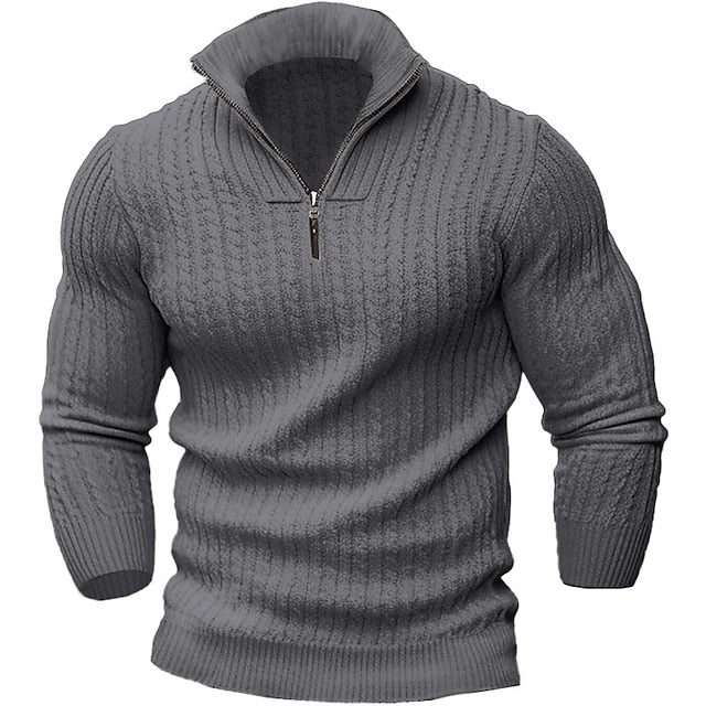 Variant image for Pull Zippé pour Hommes Élégant en Tissu Doux-19