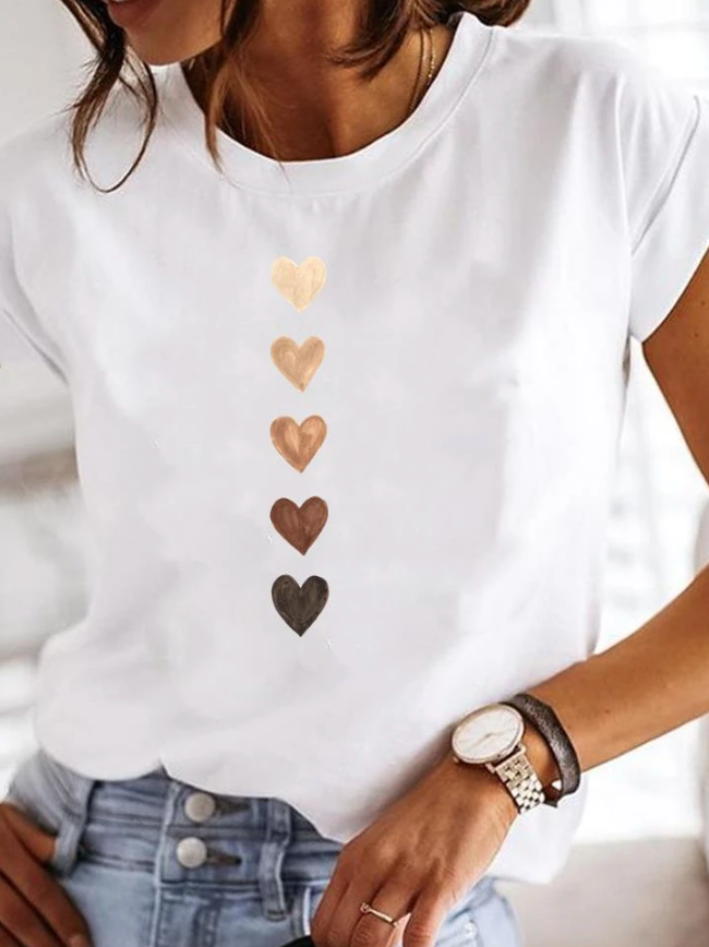 T-shirt Femme Imprimé Moderne Coton Doux-1