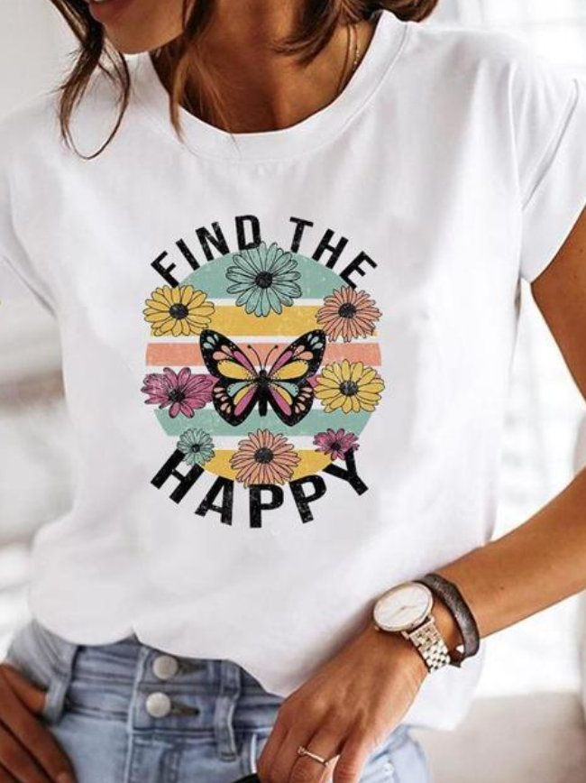 Variant image for T-shirt Femme Imprimé Moderne Coton Doux-37