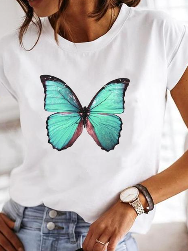Variant image for T-shirt Femme Imprimé Moderne Coton Doux-11