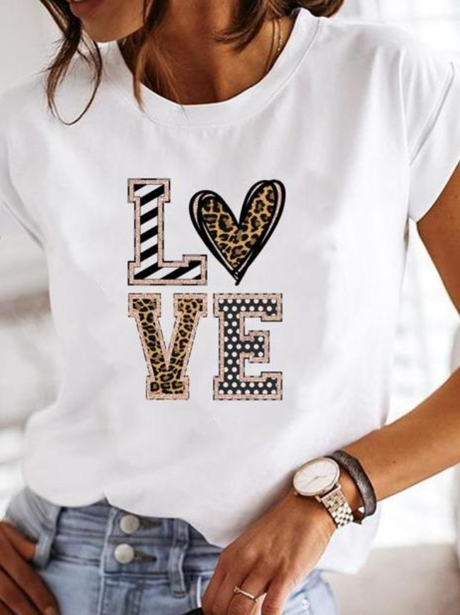 Variant image for T-shirt Femme Imprimé Moderne Coton Doux-19