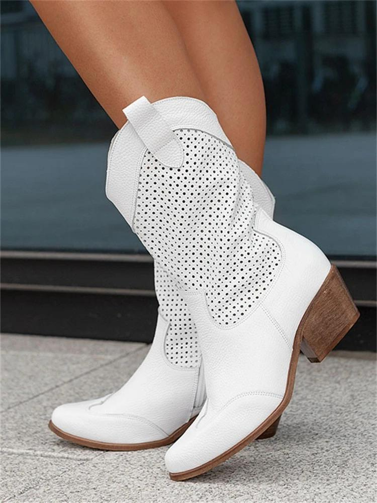 Bottes Femme Cowboy Élégantes Cuir Synthétique 4