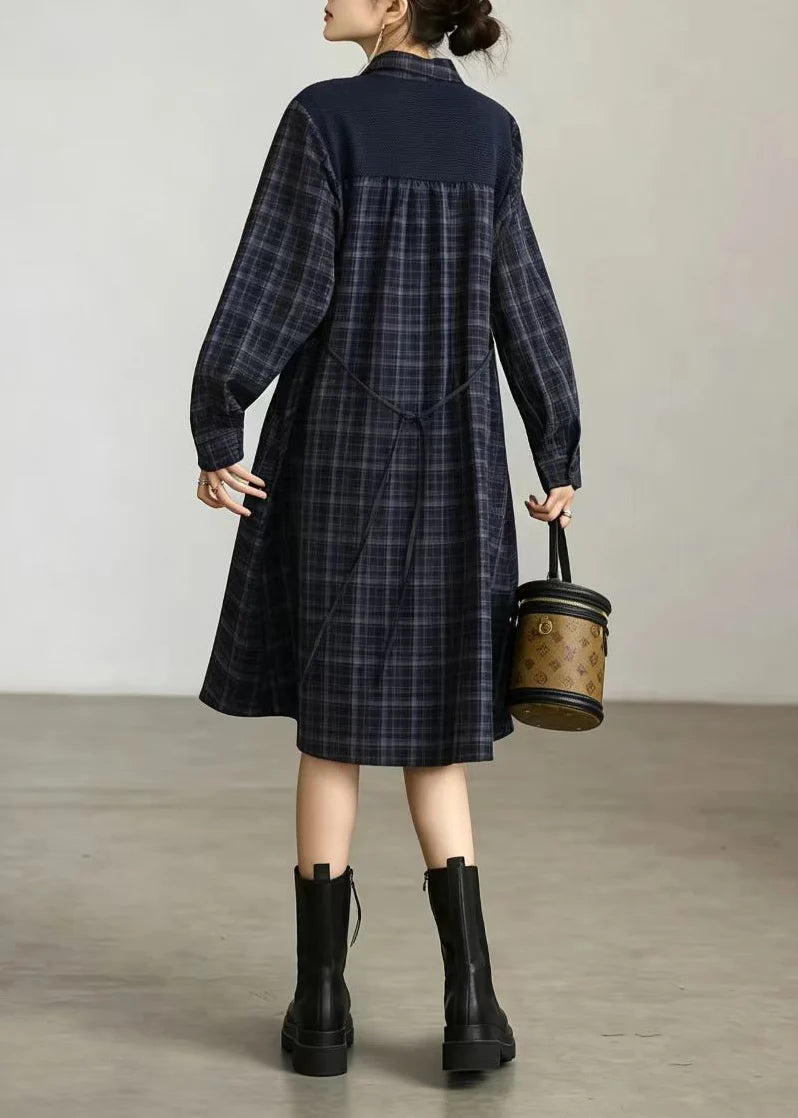 Robe-Chemise Femme Décontractée à Carreaux avec Col Rabattu 4