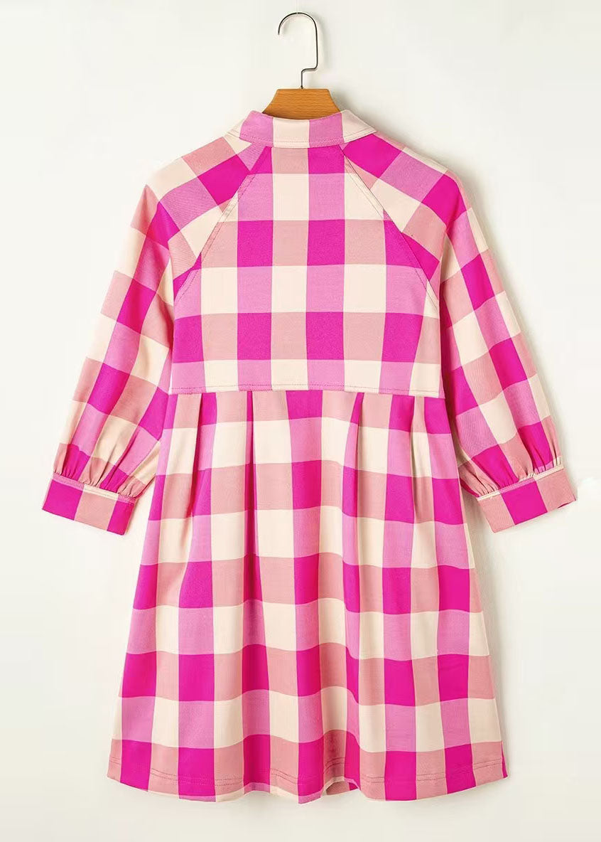 Robe Chemise Femme Décontractée à Carreaux Col Peter Pan 4