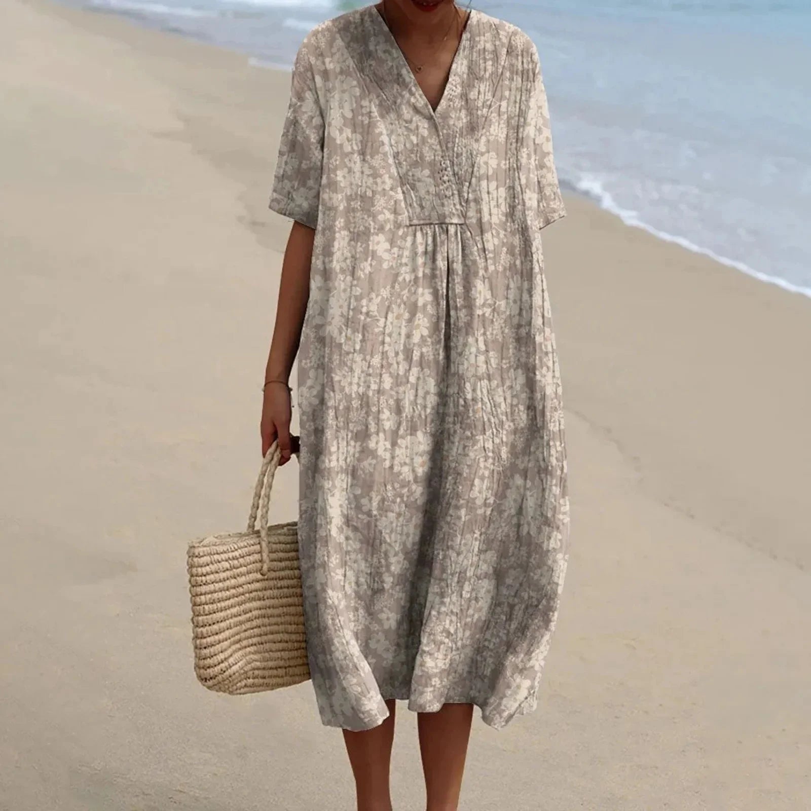 Robe Chemise Femme Grande Taille Imprimé Floral à Manches Courtes 20