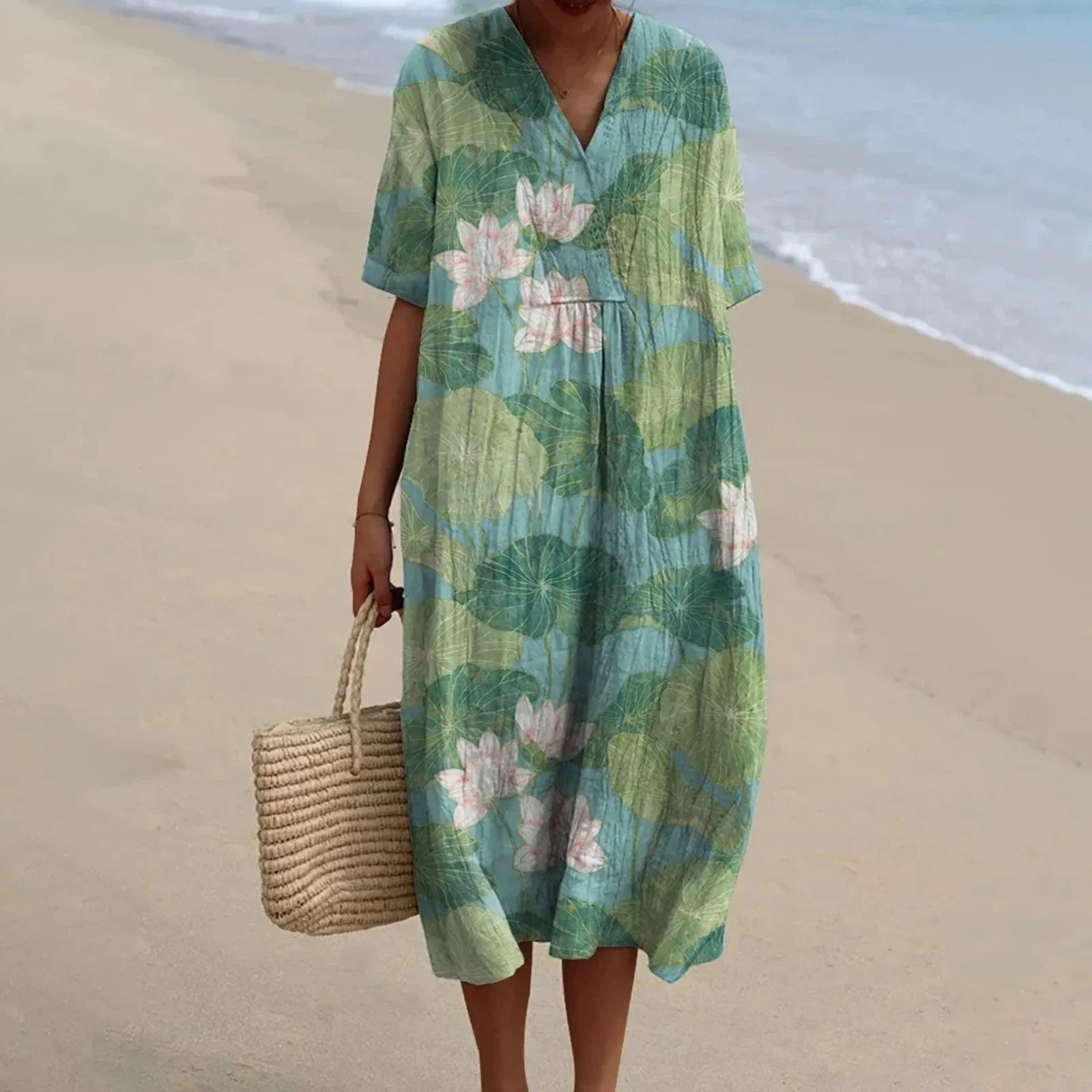 Robe Chemise Femme Grande Taille Imprimé Floral à Manches Courtes 9