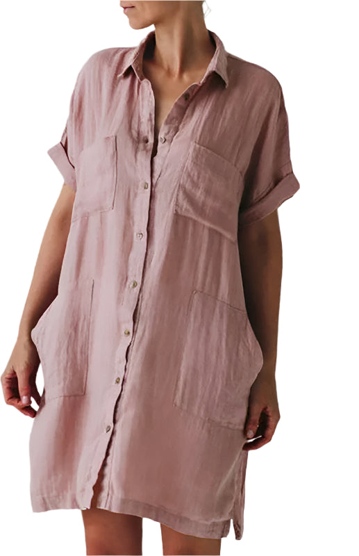 Robe Chemise Femme à Col Revers et Poches 0