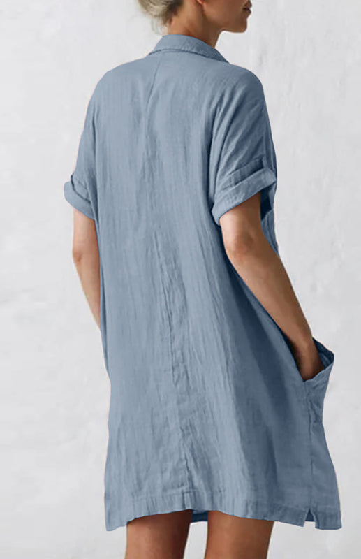 Robe Chemise Femme à Col Revers et Poches 3