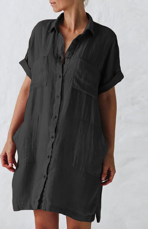 Robe Chemise Femme à Col Revers et Poches 4